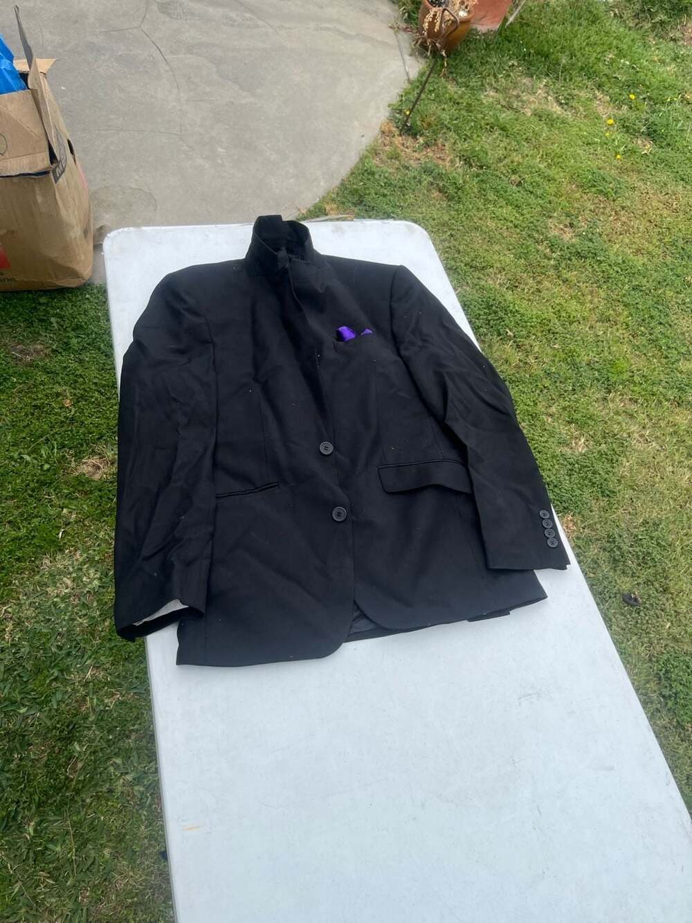 Renoir Men's Black Mandarin Collar Two-Button Blazer Jacket